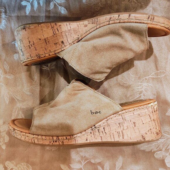 boc Shoes - boc Leather Suede Cork Comfort Wedges, Size US 8M, Used